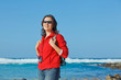 Young woman with backpack
