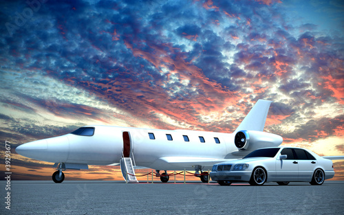 Illustration: plane and car plane and car
