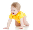 funny baby goes down on all fours