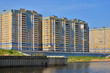 Block of flats and buildings on the bank of river Block of flats and buildings on the bank of river