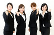 a team of asian business women cheering