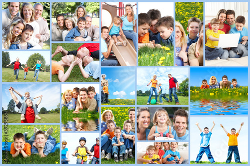 Photo: Happy family collage. Happy family collage.