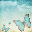 Illustration: Vintage background with a blue butterfly Vintage background with a blue butterfly