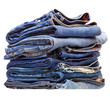 stack of blue denim clothes