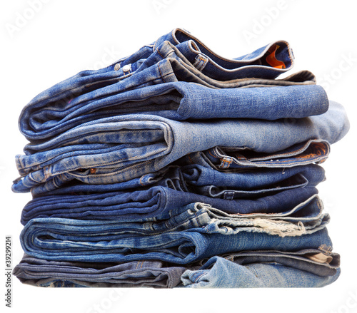Photo: stack of blue denim clothes stack of blue denim clothes