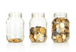 Glass banks for tips with money