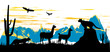 Vektor: Wild panther, llama and eagles in the morning Wild panther, llama and eagles in the morning