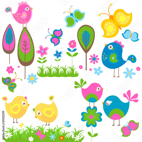 Vector: colorful nature elements colorful nature elements