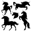 set of fine unicorn silhouettes