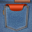 Back jeans pocket with red price tag label