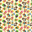 animal play music seamless pattern