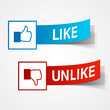 Like and unlike symbols. Thumb up and thumb down signs
