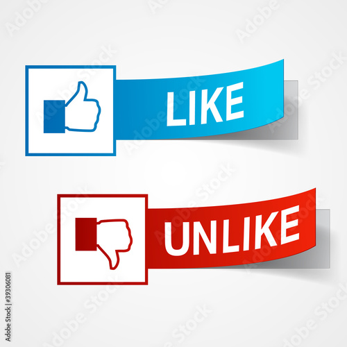 Vector: Like and unlike symbols. Thumb up and thumb down signs Like and unlike symbols. Thumb up and thumb down signs