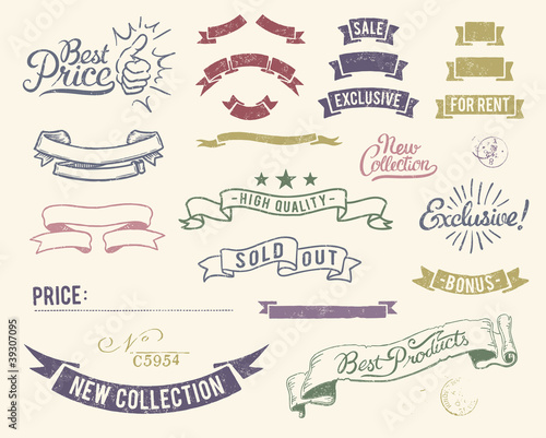 Vector: Vintage sale icons set Vintage sale icons set