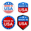 4 stickers - Made in USA. Vector illustration.