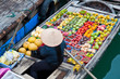 Greengrocer on bamboo floating boat, halong bay, Vietnam