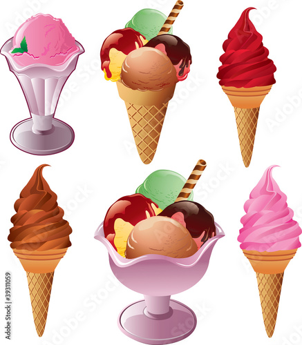 Vector: ice creams with various shapes and flavors. ice creams with various shapes and flavors.