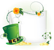 Green leprechaun hat and sheet of white paper Green leprechaun hat and sheet of white paper