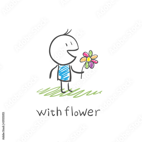 Illustration: boy with a flower boy with a flower