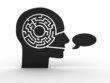 Illustration: Head with labyrinth. 3D image Head with labyrinth. 3D image