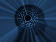 Illustration: Head with labyrinth. 3D image Head with labyrinth. 3D image