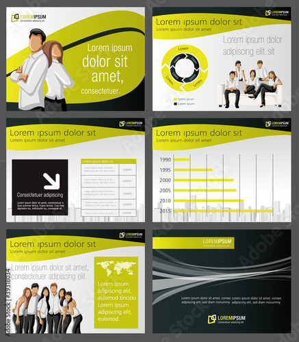 Vector: Yellow and black template with business people Yellow and black template with business people