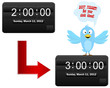Daylight saving time begins. Blue Bird.