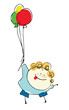 boy child flying with balloons - cartoon people set boy child flying with balloons - cartoon people set