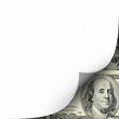an image of paper curl and hundred dollar bill