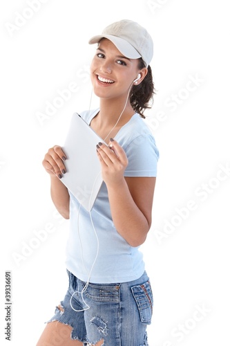 Photo: Happy woman with tablet computer Happy woman with tablet computer