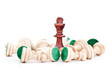 chess king surrounded by pawns