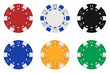 Sets of 3d rendered colored casino chips - 3D rendering