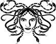 Medusa Gorgona head two-coloured stencil