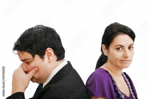Photo: young couple together in state of troubles young couple together in state of troubles