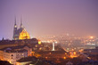 nigth town with cathedral nigth town with cathedral