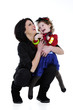 beautiful mother with her daughter studio shoot