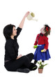 beautiful mother with her daughter studio shoot