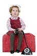 little girl with blond curly hair studio shoot