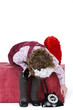 little girl with blond curly hair studio shoot