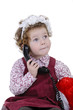 little girl with blond curly hair studio shoot