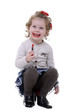 little girl playing with her mother makeup