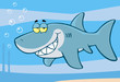 Happy Shark Cartoon Character Under The Sea