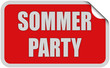 Sticker rot eckig curl oben SOMMER PARTY
