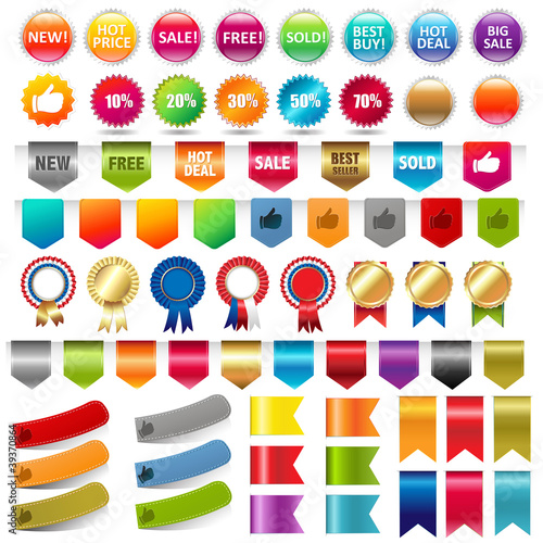 Vektor: Sale Stickers And Web Ribbons Set Sale Stickers And Web Ribbons Set