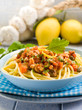 spaghetti with swordfish ragout