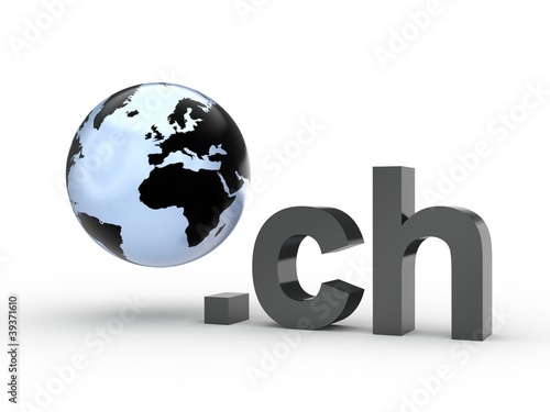 Illustration: 3D Domain ch mit Weltkugel 3D Domain ch mit Weltkugel