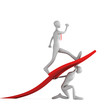 3d man turning the arrow on the upside and man who going up