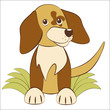 Vector: Lovely puppy sits on a grass Lovely puppy sits on a grass