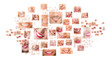 Faces of smiling people in set. Healthy teeth. Smile