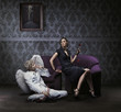 Beautiful woman and Cupid